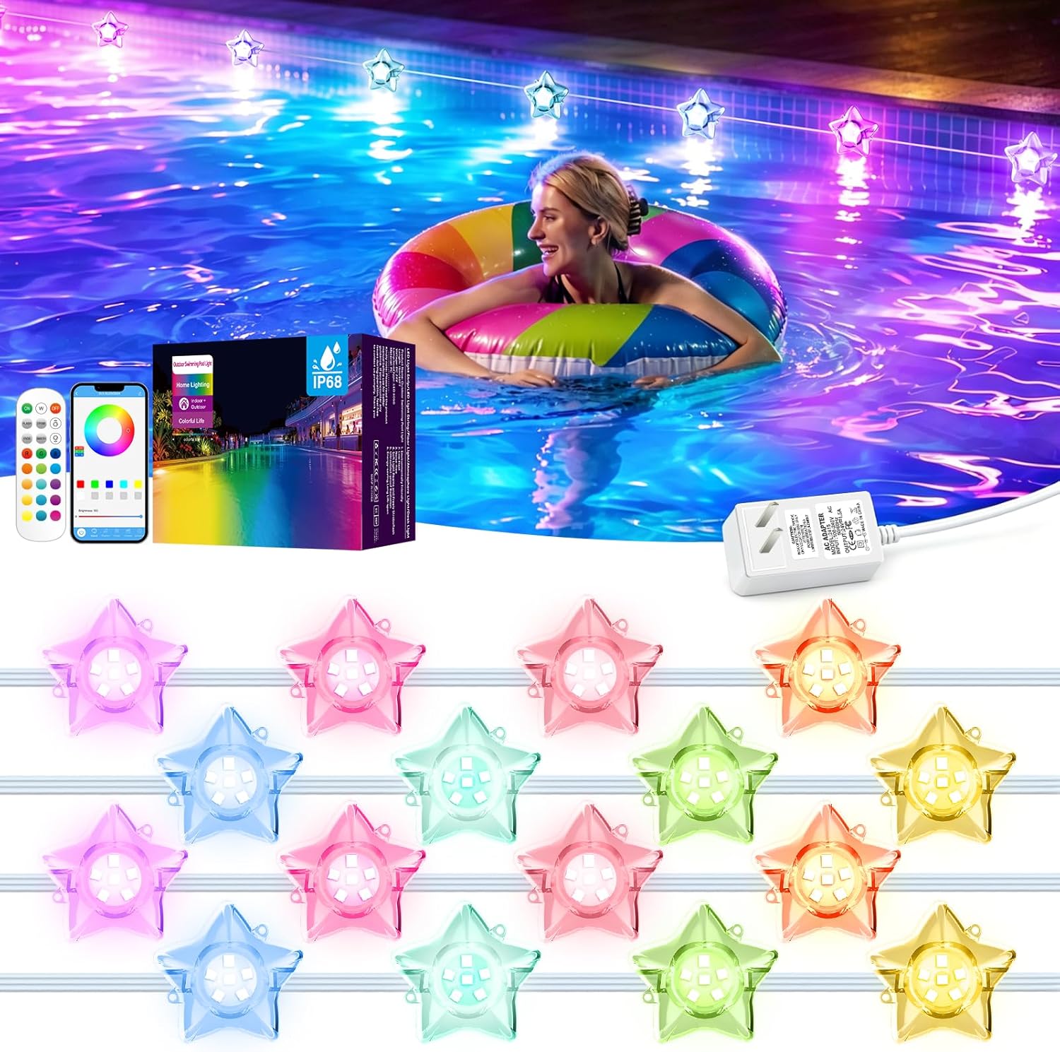 Pool Light Solar Rechargeable - ไฟสระว่ายน้ำพลังงานแสงอาทิตย์หลากสีสำหรับทุกฤดูกาล