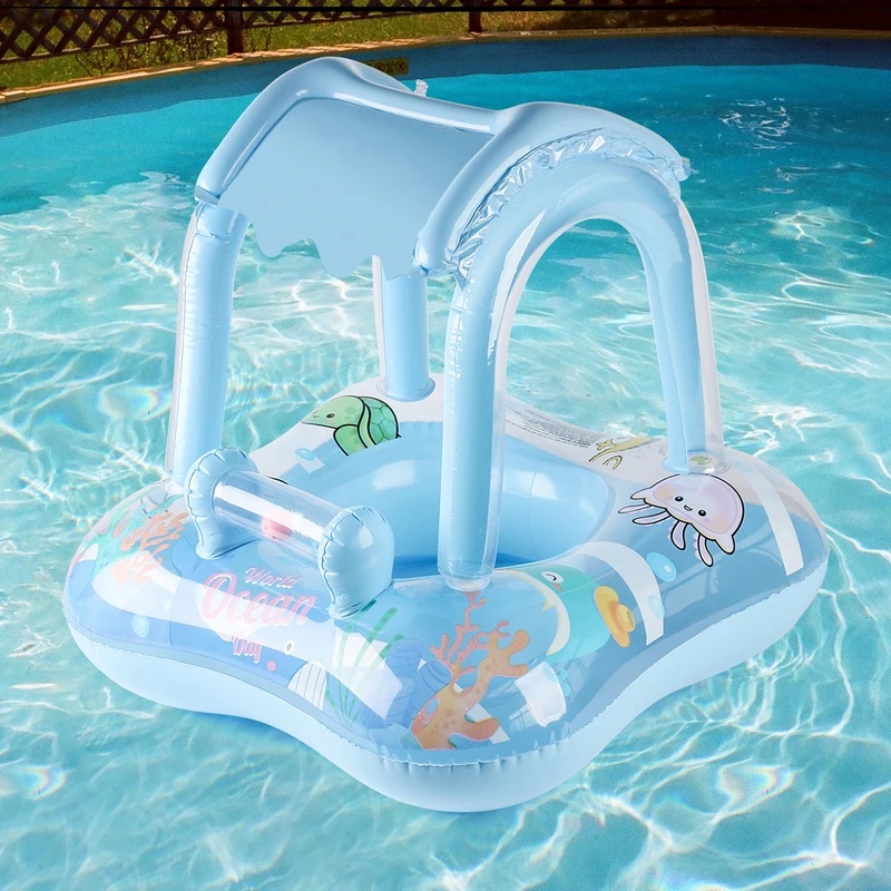 Pool Lounger Inflatable - ห่วงยางลอยน้ำแบบมีหลังคาบังแดด นั่งสบาย เหมาะสำหรับเล่นในสระว่ายน้ำกลางแจ้ง ปาร์ตี้ฤดูร้อน หรือเป็นของเล่นชายหาด