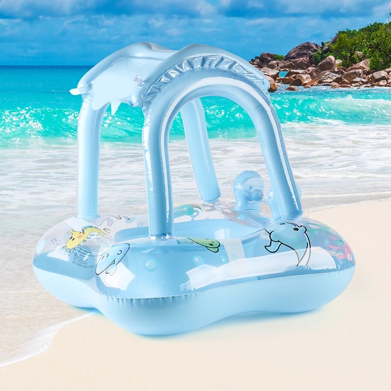Pool Float Ring Inflatable - ห่วงยางลอยน้ำสำหรับสระว่ายน้ำ พร้อมหลังคาบังแดด เหมาะสำหรับใช้เล่นในสระว่ายน้ำหรือชายหาดในช่วงฤดูร้อน