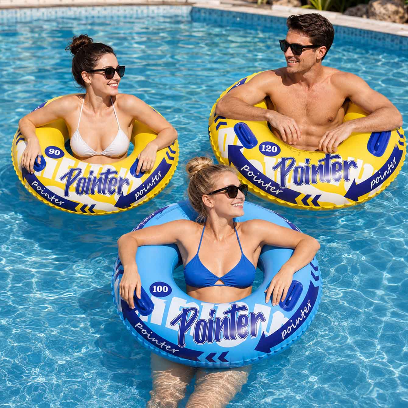 Pool Float Ring Inflatable - ห่วงยางว่ายน้ำแบบเป่าลม 1 ชิ้น พร้อมหูจับ ขนาด 90/100/120
