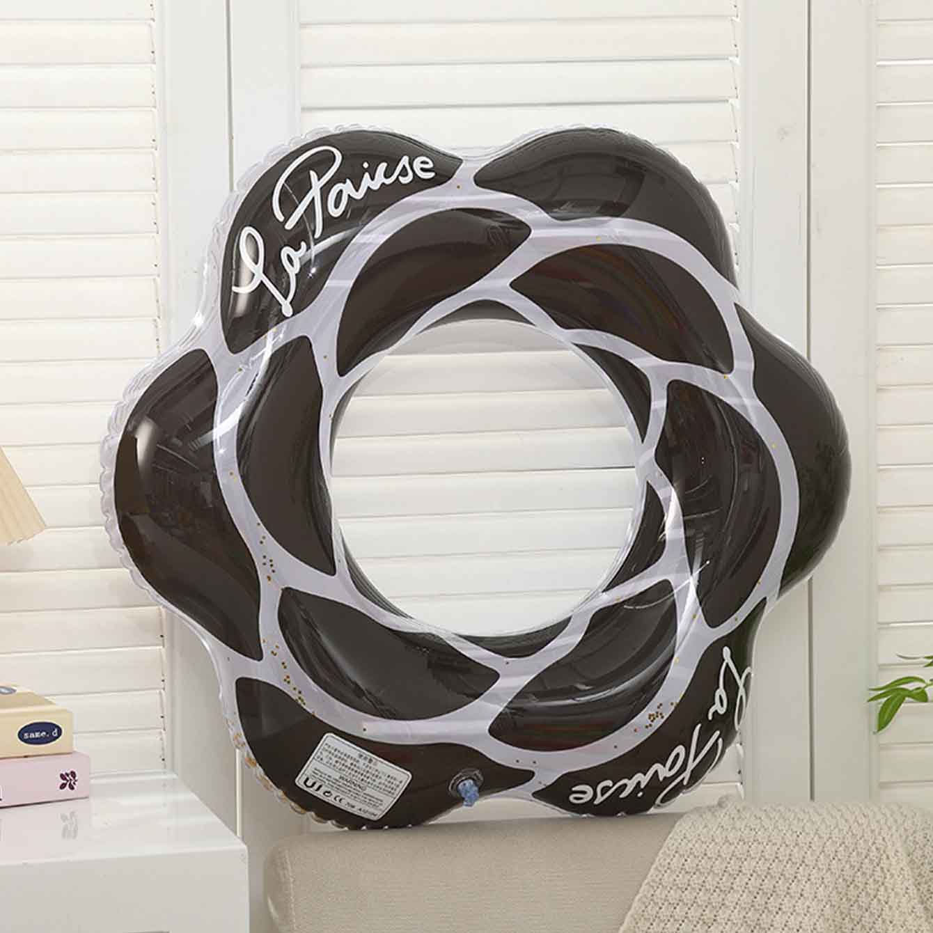 ห่วงยางว่ายน้ำสีชมพู-ดำ ลายดอก - Pool Float Ring Inflatable บทวิจารณ์และราคา