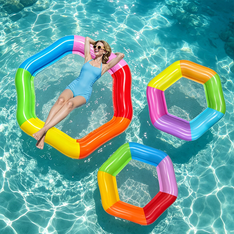 แพยางเป่าลมรูปหกเหลี่ยมสีสันสด - Pool Lounger Inflatable บทวิจารณ์และราคา