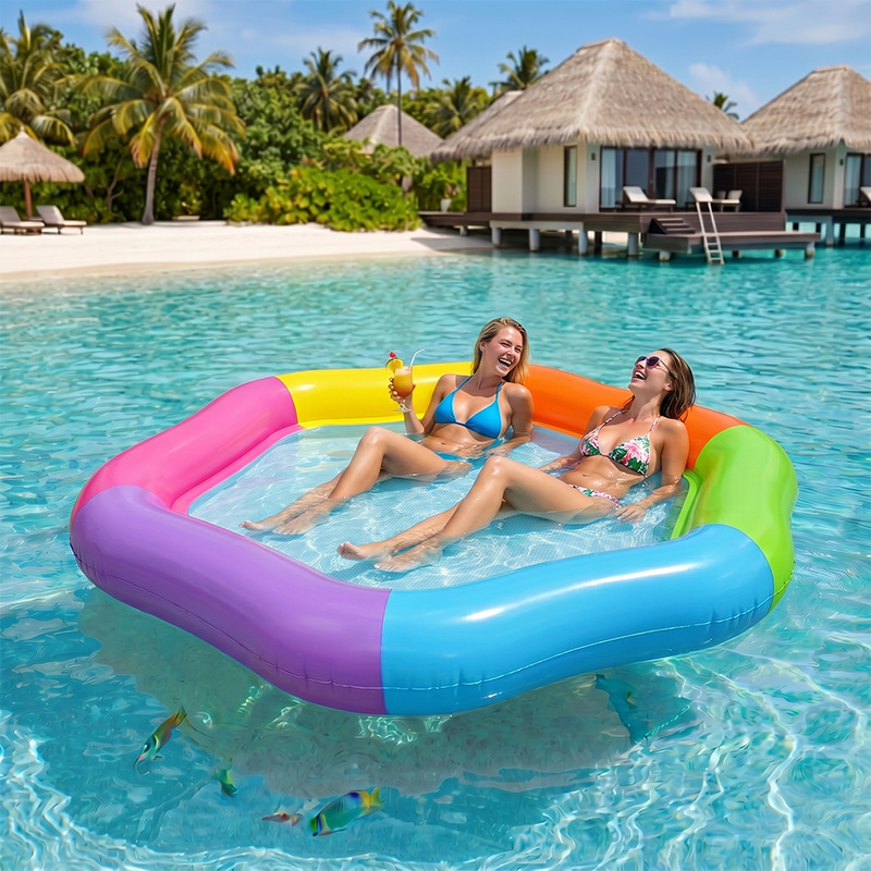แพยางเป่าลมรูปหกเหลี่ยมสีสันสด - Pool Lounger Inflatable บทวิจารณ์และราคา