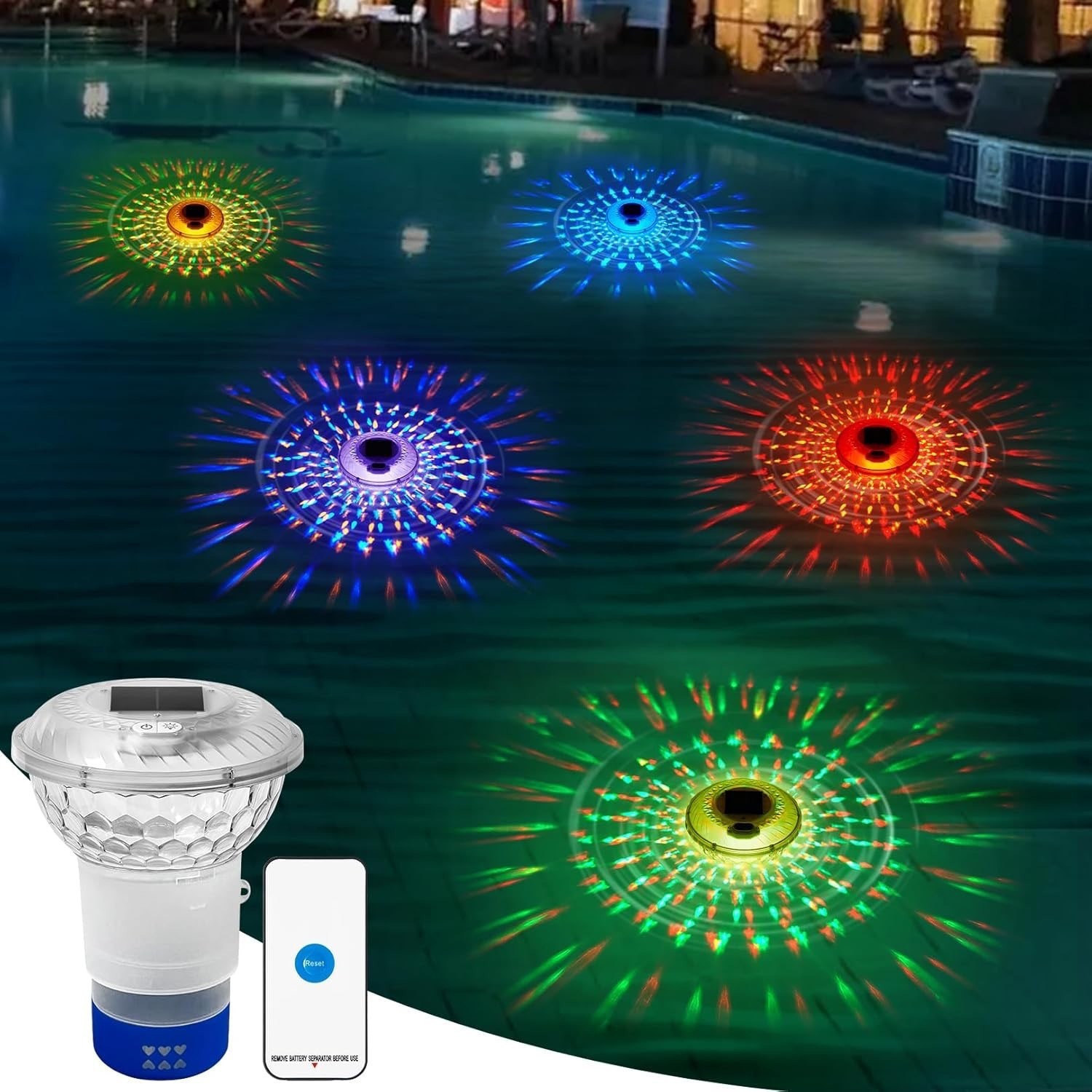 ไฟสระว่ายน้ำแบบชาร์จพลังงานแสง - Pool Light Solar Rechargeable บทวิจารณ์และราคา